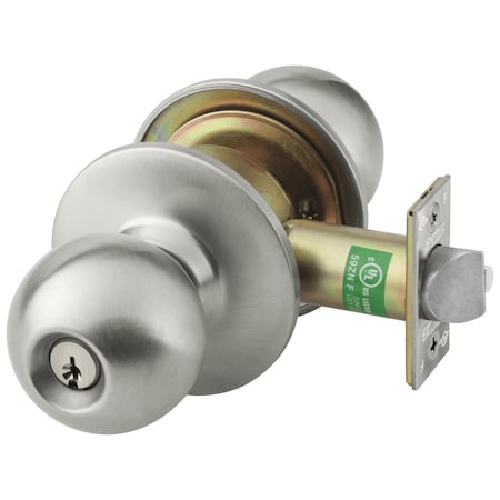 Grade 1 Institutional/Utility Cylindrical Lock, Global Knob, Conventional Cylinder, Satin Stainless